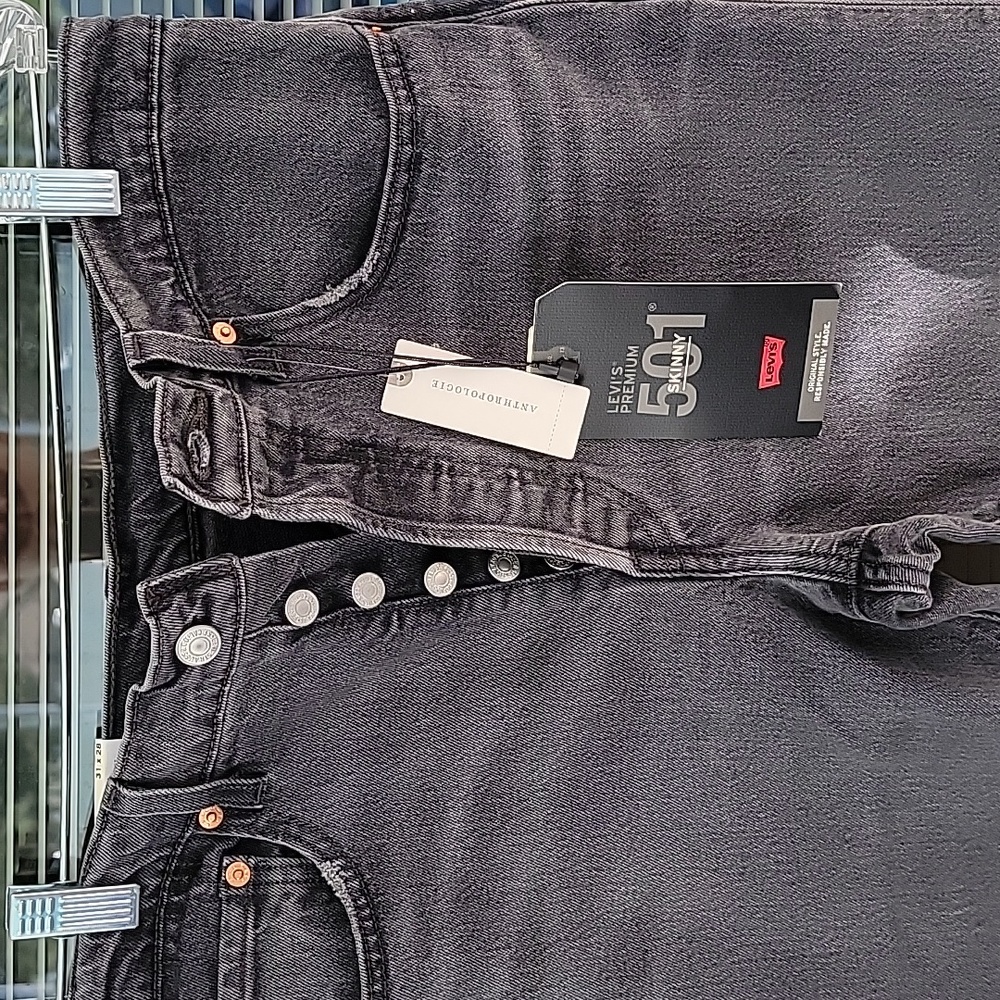 Levis 501 Skinny High-Rise Jeans Sz 31 Charcoal - Picture 4 of 10